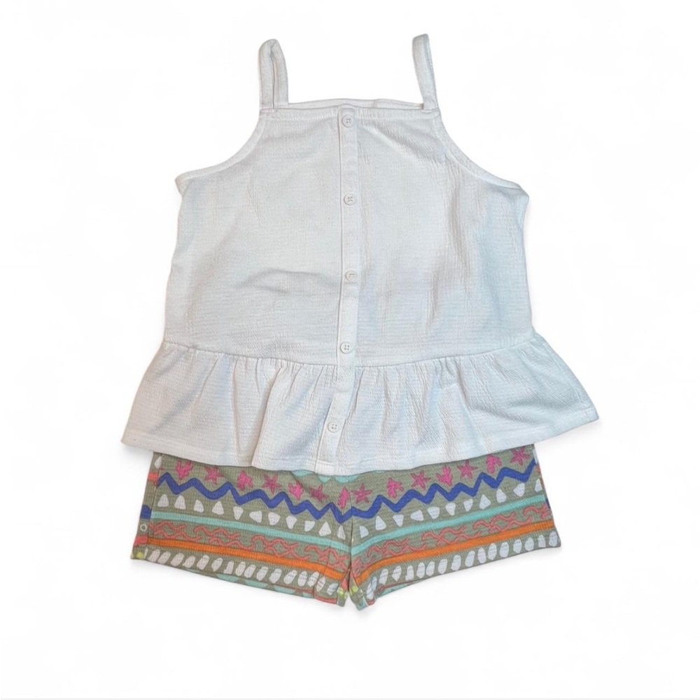 Okie Dokie White Top with Colorful Patterned Shorts